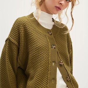 Free People Lila Cardi Olive Branch Green NWT Women's XS